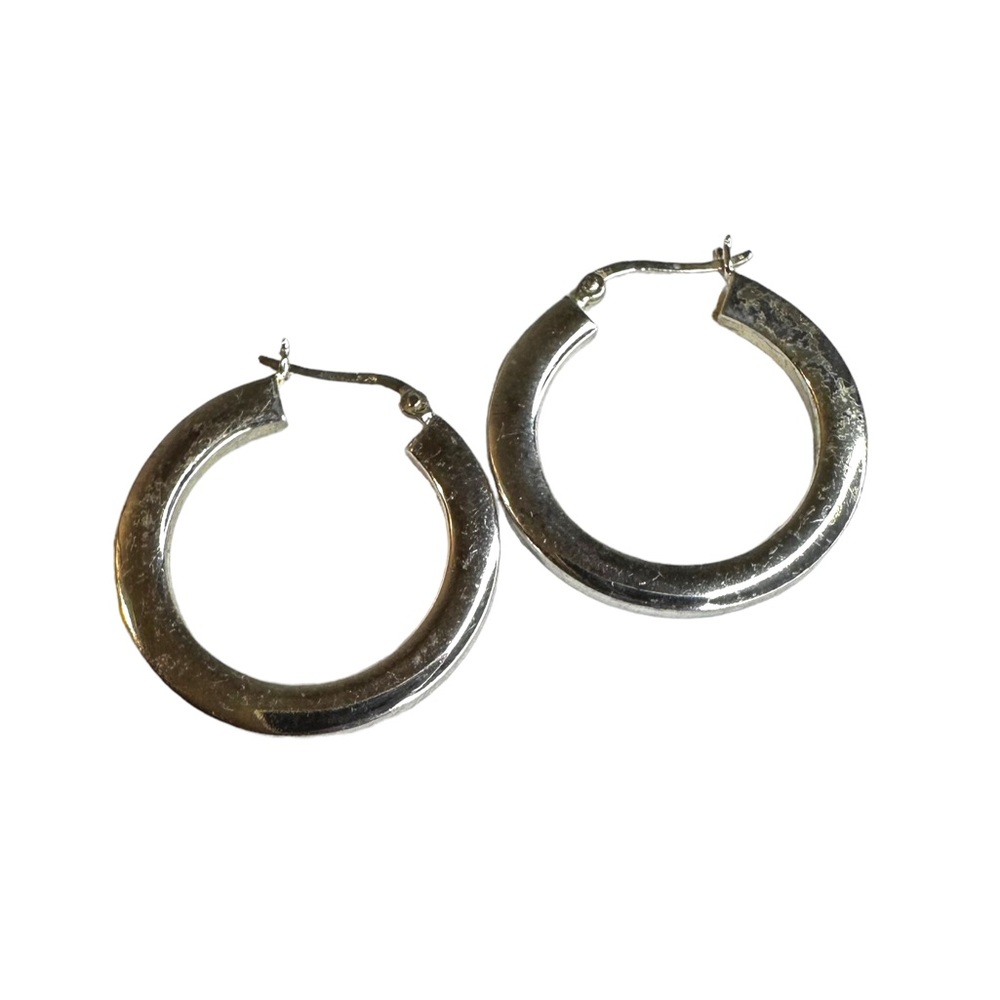 Vintage Sterling Silver Medium Pierced Hoop Earrings